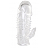 Прозрачная гелевая насадка с шипами и клиторальным отростком - 13 см. - Toyfa Basic - в Нижнекамске купить с доставкой