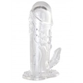 Прозрачная гелевая насадка с клиторальным отростком - 13 см. - Toyfa Basic - в Нижнекамске купить с доставкой