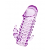 Закрытая фиолетовая насадка с 2 отростками - 13 см. - Toyfa Basic - в Нижнекамске купить с доставкой