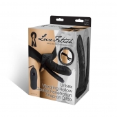 Полый страпон с двумя отростками и вибрацией Unisex Vibrating Hollow Strap-On Double Penetrating Dildo - 17,8 см. - Lux Fetish - купить с доставкой в Нижнекамске