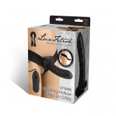 Чёрный полый страпон с вибрацией Unisex Vibrating Hollow Strap-On - 14 см. - Lux Fetish - купить с доставкой в Нижнекамске