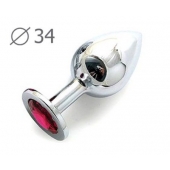 Коническая серебристая анальная втулка с малиновым кристаллом - 8,2 см. - Anal Jewelry Plug - купить с доставкой в Нижнекамске
