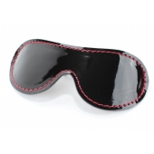 Чёрная перфорированная маска из кожи с красной строчкой - БДСМ Арсенал - купить с доставкой в Нижнекамске