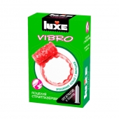 Розовое эрекционное виброкольцо Luxe VIBRO  Поцелуй стриптизёрши  + презерватив - Luxe - в Нижнекамске купить с доставкой