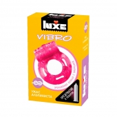 Розовое эрекционное виброкольцо Luxe VIBRO  Ужас Альпиниста  + презерватив - Luxe - в Нижнекамске купить с доставкой