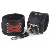 Кожаные наручники с декоративной лаковой шнуровкой - Sitabella - купить с доставкой в Нижнекамске