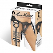 Черные трусики для страпона из патентованной кожи - Lux Fetish - купить с доставкой в Нижнекамске