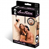 Черные фиксаторы с креплением к двери - Lux Fetish - купить с доставкой в Нижнекамске