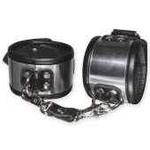 Эффектные серебристо-черные наручники с металлическим блеском - Sitabella - купить с доставкой в Нижнекамске