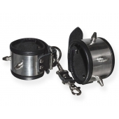 Серебристо-черные наручники с шипами и металлическим блеском - Sitabella - купить с доставкой в Нижнекамске