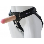 Черный пояс-трусики с насадкой  Гламур Dana  - 15,5 см. - LOVETOY (А-Полимер) - купить с доставкой в Нижнекамске
