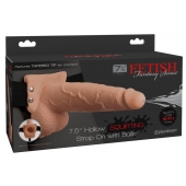 Телесный полый страпон с имитацией эякуляции 7.5  Hollow Squirting Strap-On with Balls Flesh - 21,6 см. - Pipedream - купить с доставкой в Нижнекамске