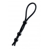 Черное лассо на пенис с тремя бусинами - A-toys - в Нижнекамске купить с доставкой