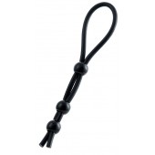 Черное лассо на пенис с тремя бусинами - A-toys - в Нижнекамске купить с доставкой