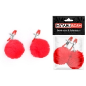 Зажимы для сосков с красным пушком - Notabu - купить с доставкой в Нижнекамске