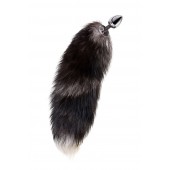 Серебристая металлическая анальная втулка с хвостом чернобурой лисы - размер S - ToyFa - купить с доставкой в Нижнекамске
