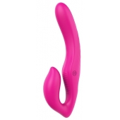 Ярко-розовый безремневой страпон REMOTE DOUBLE DIPPER - 22 см. - Dream Toys - купить с доставкой в Нижнекамске