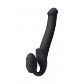 Черный безремневой страпон Silicone Bendable Strap-On M - Strap-on-me - купить с доставкой в Нижнекамске