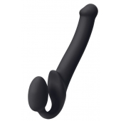 Черный безремневой страпон Silicone Bendable Strap-On M - Strap-on-me - купить с доставкой в Нижнекамске