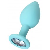 Мятная анальная пробка с прозрачным кристаллом Brilliant - 7 см. - ToyFa - купить с доставкой в Нижнекамске