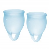 Набор голубых менструальных чаш Feel confident Menstrual Cup - Satisfyer - купить с доставкой в Нижнекамске
