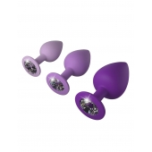 Набор из 3 фиолетовых анальных пробок со стразами Little Gems Trainer Set - Pipedream - купить с доставкой в Нижнекамске