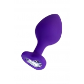 Фиолетовая анальная втулка Diamond Heart с прозрачным кристаллом - 8 см. - ToyFa - купить с доставкой в Нижнекамске