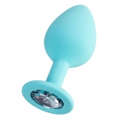 Мятная анальная втулка Brilliant с прозрачным кристаллом - 8 см. - ToyFa - купить с доставкой в Нижнекамске