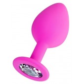 Розовая анальная втулка Brilliant с прозрачным кристаллом - 7 см. - ToyFa - купить с доставкой в Нижнекамске