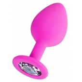 Розовая анальная втулка Brilliant с прозрачным кристаллом - 8 см. - ToyFa - купить с доставкой в Нижнекамске