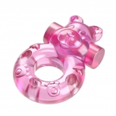 Розовое эрекционное виброкольцо на пенис Pink Bear - Baile - в Нижнекамске купить с доставкой