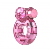 Розовое эрекционное кольцо с вибрацией Pink Bear - Baile - в Нижнекамске купить с доставкой