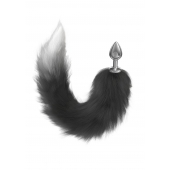 Серебристая анальная пробка с черным хвостом Galaxy - Lola Games - купить с доставкой в Нижнекамске