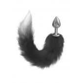 Серебристая анальная пробка с черным хвостом Starlit - Lola Games - купить с доставкой в Нижнекамске