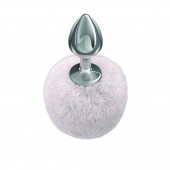 Серебристая анальная пробка с белым пушистым хвостиком Twinkle - Lola Games - купить с доставкой в Нижнекамске