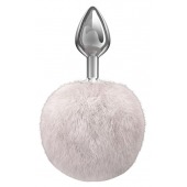 Серебристая анальная пробка с белым пушистым хвостиком Twinkle - Lola Games - купить с доставкой в Нижнекамске