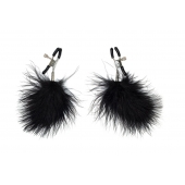 Зажимы на соски с черным пухом Euphoric - Lola Games - купить с доставкой в Нижнекамске