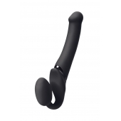 Черный безремневой вибрострапон Silicone Bendable Strap-On M - Strap-on-me - купить с доставкой в Нижнекамске