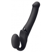 Черный безремневой вибрострапон Silicone Bendable Strap-On M - Strap-on-me - купить с доставкой в Нижнекамске