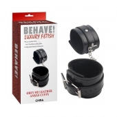 Черные оковы на ноги Obey Me Leather Ankle Cuffs - Chisa - купить с доставкой в Нижнекамске