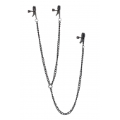 Черные зажимы на соски и клитор на цепочке DELUXE NIPPLE   CLIT CLAMPS - Dream Toys - купить с доставкой в Нижнекамске