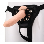 Телесный страпон на черных трусиках STRAP ON REAL DILDO - 20 см. - Dream Toys - купить с доставкой в Нижнекамске