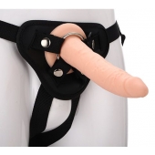 Телесный страпон на черных трусиках STRAP ON REAL DILDO - 20 см. - Dream Toys - купить с доставкой в Нижнекамске