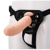 Черные трусики с телесной насадкой STRAP ON REAL DILDO - 21 см. - Dream Toys - купить с доставкой в Нижнекамске