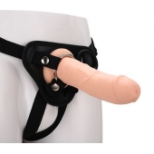 Черные трусики с телесной насадкой STRAP ON REAL DILDO - 21 см. - Dream Toys - купить с доставкой в Нижнекамске
