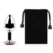 Серебристая анальная пробка с красным стразом - 7,2 см. - Anal Jewelry Plug - купить с доставкой в Нижнекамске