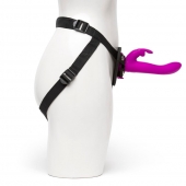 Лиловый страпон Rechargeable Vibrating Strap-On Harness Set - 17,6 см. - Happy Rabbit - купить с доставкой в Нижнекамске