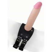 Черный узкий пояс на бедро с телесной насадкой - LOVETOY (А-Полимер) - купить с доставкой в Нижнекамске