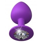 Фиолетовая анальная пробка со стразом Her Little Gem Large Plug - 9,5 см. - Pipedream - купить с доставкой в Нижнекамске