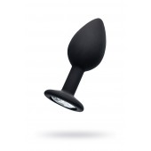 Черная анальная втулка с прозрачным стразом - 7,2 см. - POPO Pleasure - купить с доставкой в Нижнекамске